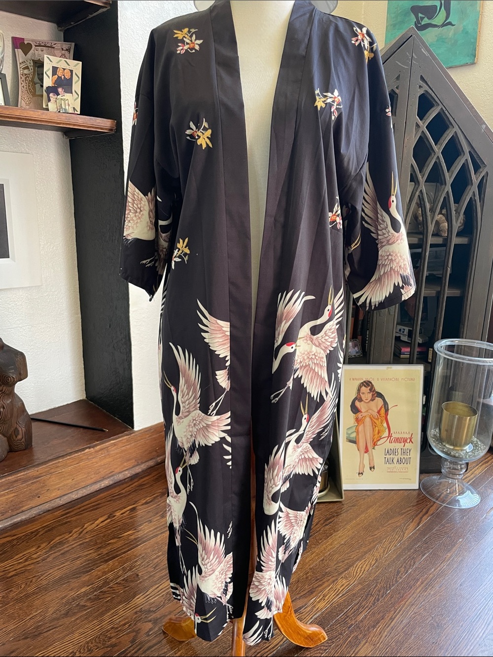 MUZICUN Crane Print Kimono